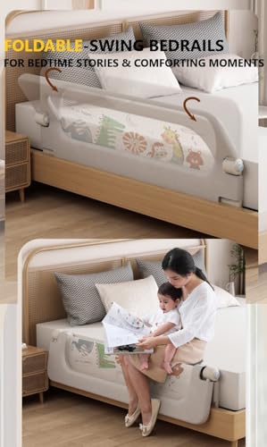 Image of Moppets Bed Rails for Baby Safety /Bed Side Protactor Guard from Falling with Instant Set up, 14 Level Hight Adjustment & Easy to Fold - (1.8 Meter / 6FT) Reinforced U Base - Pack of 1