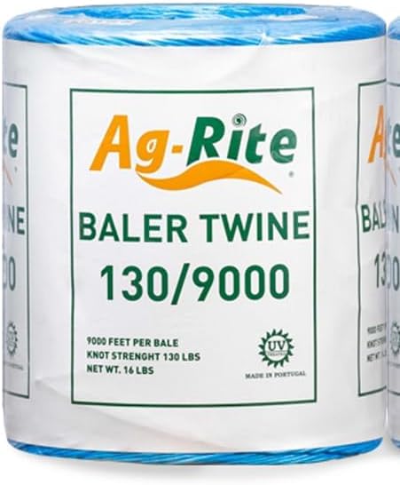 Baling Twine, Poly Propylene 130 Pound Knot Strength and 9,000 Foot Length, Single Spool, Crop Baling (Blue) (2)