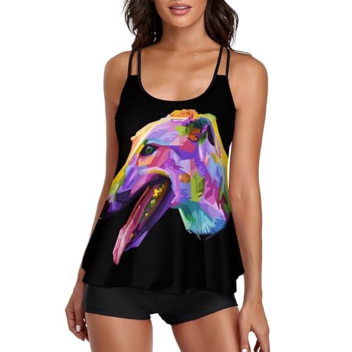 Tankini de galgo con pantalones cortos y tirantes ajustables