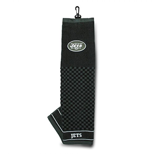 TEAM GOLF NFL New York Jets Golf-Handtuch, Bestickt, kariert, Scrubber Design, gesticktes Logo Cover