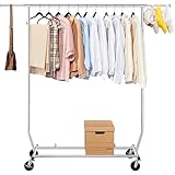 Yaheetech Heavy Duty Adjustable Commercial Grade Garment Rack Rolling Chrome Clothes Rack Hanging Rack with Wheels Retail Display Rack, Silver