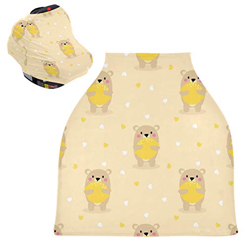 かわいい漫画のクマレモンベビーカーシートカバーキャノピー伸縮性看護カバー幼児用母乳の男の子の女の子のための通気性防風冬のスカーフ