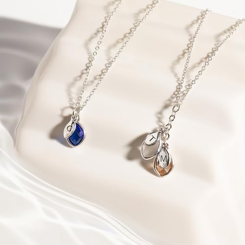 MignonandMignon Birthstone Necklace for Mom Grandma | Personalized Family Initial Necklace for Women | Grandkids Birthstone Jewelry Mothers Day Gift for Her - View 6