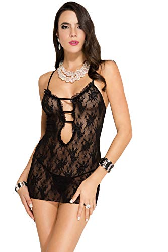 Déshabillé femme Music Legs nuisette noire lingerie de nuit