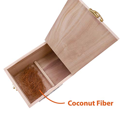 Hand Crafted Large Parakeet Nest Box; Budgie Nesting Bird House with Natural Coconut Fiber Nesting Material; Natural… - Image 4
