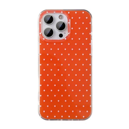 Étui brillant iPhone 16 Pro à pois orange idéal pour le style des femmes