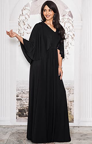 KOH KOH Womens V-Neck Elegant Batwing Cape Sleeves Cocktail Maxi Dress Gown2
