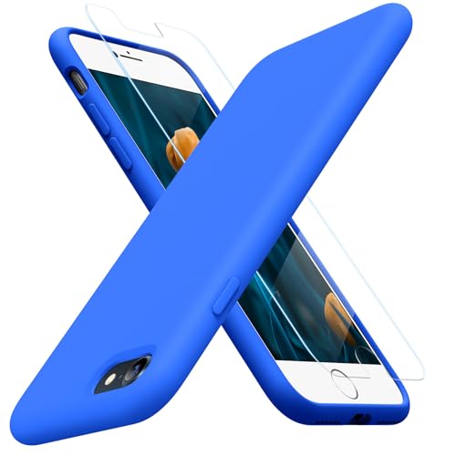Image of Miracase Ultra Slim Designed for iPhone SE Case 2022(3rd Gen) /iPhone SE Case(2nd Gen) /iPhone 7 Case /iPhone 8 Case with Screen Protector, Multi-Color Silicone Shockproof Phone Case(Mediterranean Blue)