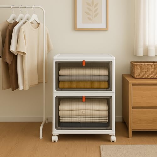 Image of Mevigo Plastic Wardrobe - 2 Tier Cupboard for Storage, Almirah for Clothes, Plastic Cabinet for Storage Box, Wardrobe Organizer for Storage for Kitchen /Bedroom /Living Room- Yfx-2