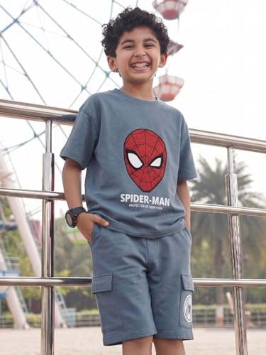 Image of Nap Chief Kids Cotton Official Marvel Superhero's Printed Co ord Sets for Boys & Girls, T Shirt and Shorts for Casual Wear