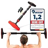 NEOLYMP Klimmzugstange Türrahmen ohne Schrauben mit Pull up Bar E-Book - Klimmzugstange verstellbar 70-100 cm mit Gewindesperre für sicheren Halt bis zu 200kg (Rot)