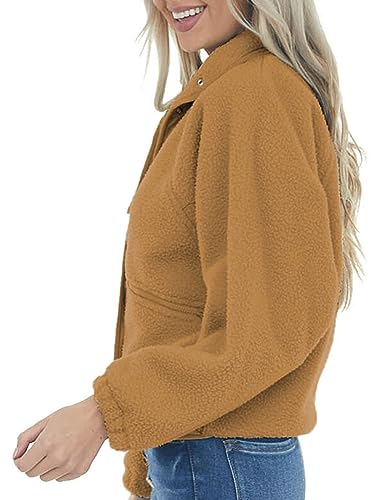 Aoang Womens Winter Coats Casual Lapel Long Sleeve Fleece Faux Fur Jacket4