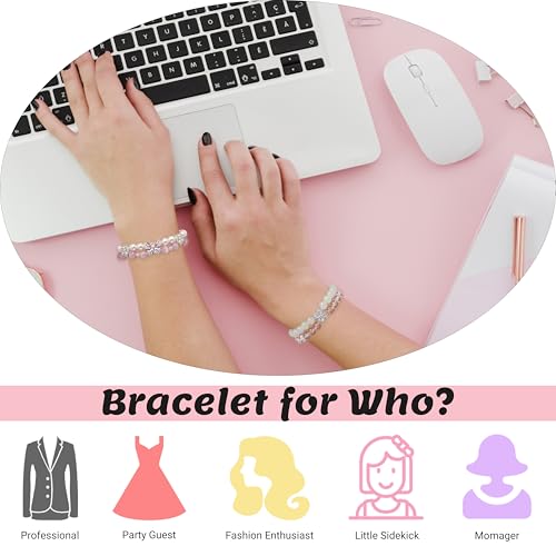 Abhtpty 2PCS Bracelet for Women, Handmade Beaded Bracelet Cubic Zirconia Violet Stretch Adjustable Heart Slider Bracelet Elegant Jewelry Gift Summer Birthday Gift — view 4