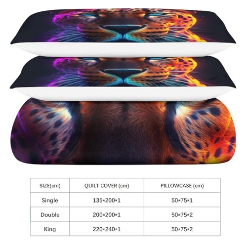 Parure de lit léopard en microfibre avec housse et taies 3D