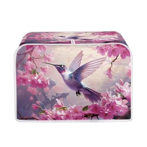 Talayituse Hummingbird Cherry Blossom Toaster Covers - 2 Slice Wide Slot Bread Machine Covers for Durable Toaster Dust Protection in Kitchen