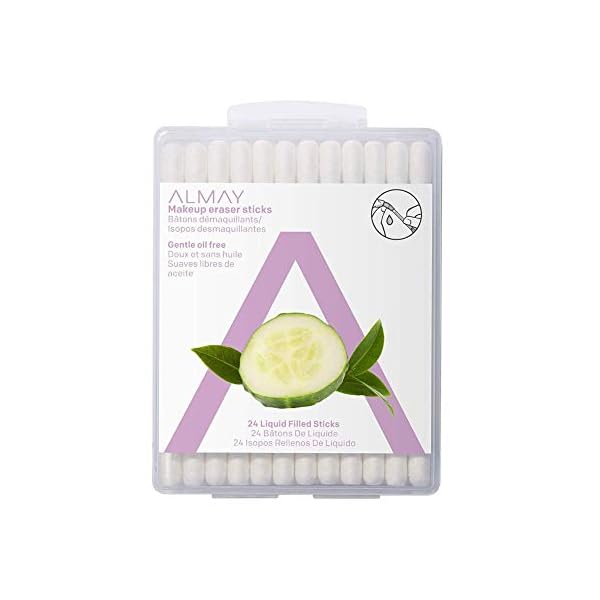 Almay-Oil-Free-Gentle-Makeup-Eraser-Sticks-Makeup-Remover-Cotton-Swabs-with-Aloe-Hypoallergenic-Cruelty-Free-Fragrance-Free-Dermatologist-Ophthalmologist-Tested-24-Count Almay Eye Makeup Remover Sticks with Aloe, Oil Free, Hypoallergenic-Fragrance Free, Dermatologist & Ophthalmologist Tested, 24 Count (Pack of 1)