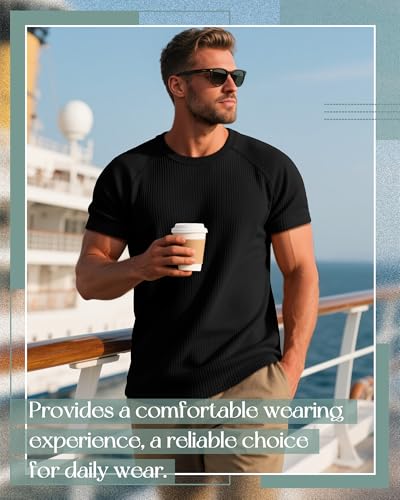 Riyiper 3 Pack Men's Big and Tall Ribbed Knit T-Shirts XL-5XL Summer Textured Casual Short Sleeve Tops Crew Neck Basic Tee2