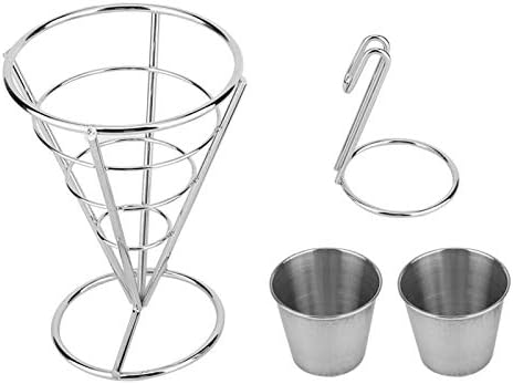Miniatura 7 de 2 soportes para papas fritas francesas, cesta de cono, cesta de alambre de metal con salsas para fiestas en el hogar, pícnics en el patio, eventos
