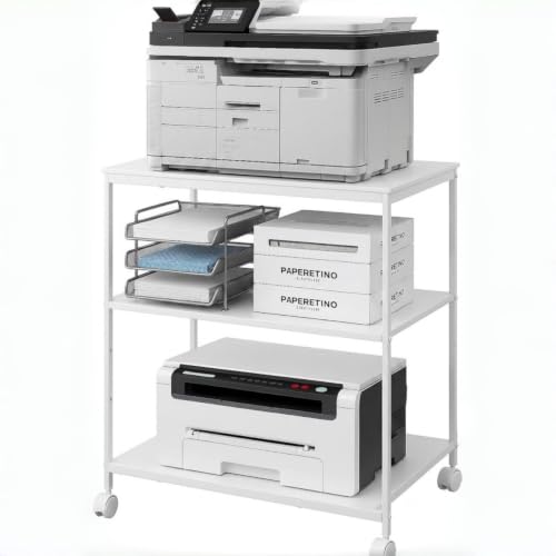 Image of 31.5 inch Heavy Duty Large Printer Stand with Adjustable Storage Shelf, White