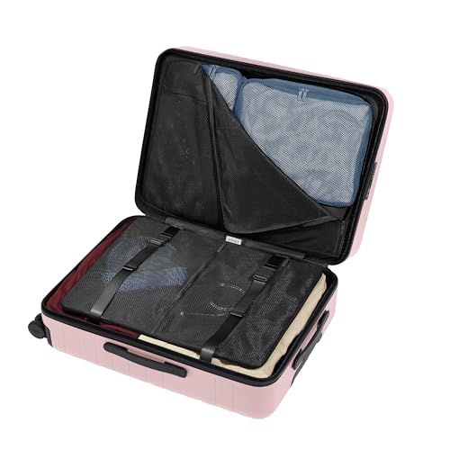 Image of Away Medium Checked Luggage, Lightweight Hard Shell Suitcase with Spinner Wheels, Durable Rolling Luggage, TSA Lock, 26 Inch, Blush Pink