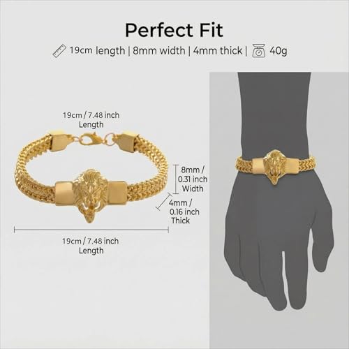 Pulsera de acero inoxidable cabeza de león para hombre miniatura 3