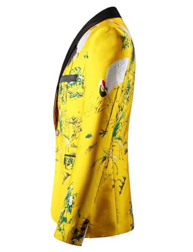 Ulnomio Men's Jacquard Blazer One Button Suit Jacket Shawl Lapel Tuxedos for Party/Prom3