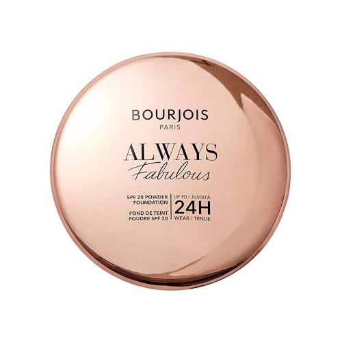 Bourjois Always Fabulous, 100 Rose Ivory, poudre de teint, formule légère, tenue longue durée jusqu’à 24 h, SPF 20, acide hyaluronique, fini mat naturel,...