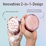 Unique 2-in-1 Design Wet & Dry Scalp Massager Shampoo Bath Brush for Hair Growth & Dandruff Removal, Hair Scrubber with Soft Silicone Bristles, Scalp Exfoliator for Scalp Care (Pink). Christmas Gift. - Image 3