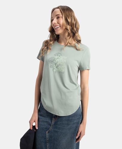 Image of Jockey IW31 Women Micro Modal Fiber Elastane Stretch Relaxed Fit Graphic Print Round Neck Half Sleeve T-Shirt with Curved Hem Styling (Prints May Vary)