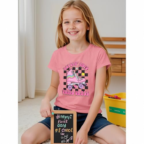 Image of First Day of School Outfit for Girl Rollin Into First Second Third Grade Shirt 1st 2nd 3rd Back to School T-Shirt Top
