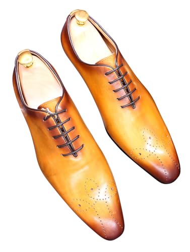 Santimon Mens Oxfords Formal Dress Genuine Leather Handmade Derby Casual Brogues Oxfords Tuxedo Fashion Walking Shoes for Men4