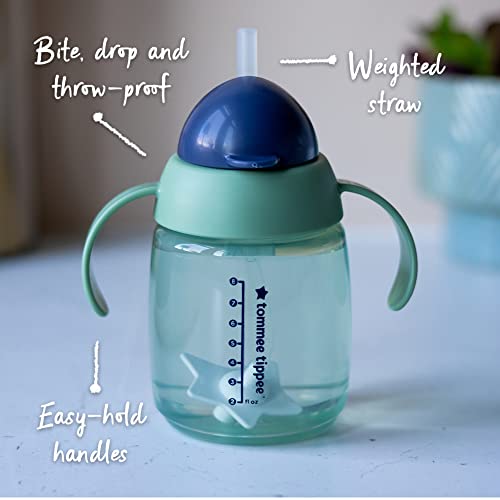 Tommee Tippee Superstar Weighted Straw Cup For Toddlers, 6M+, 10Oz, 2 Pack Leak And Shake-Proof, Antimicrobial Technology, Green #TOP1