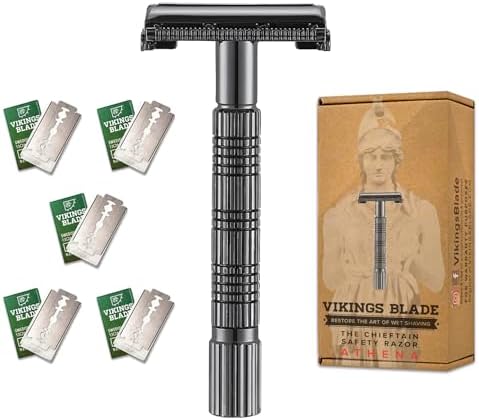 VIKINGS BLADE The Chieftain JR Double Edge Safety Razor, Meteorite Gray (Slim & Mild)
