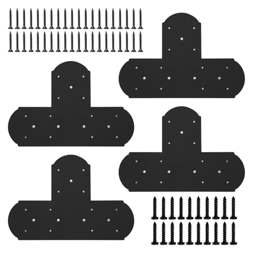 Rasugarlary 4 Pcs 5" Wide T Post Bracket, 15.7"x10.8" T Flat Mending Plate with 3mm Thickness for Wood, T Joining Brackets Connecting Brackets with Screws for Repair Wood Furniture by Rasugarlary - Used condition - US$38.13