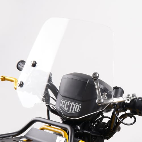 HI-LINE バイク用 ウインドスクリーン クロスカブ50/110 CT125ハンターカブ モンキー125 ダックス125 専用 ミラーマウント 風防 バイク スクリーン 高さ30cm フロントガラス 取付簡単 日本語取扱説明書付き(ショート クリア)