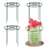 4 Pack Peony Cages and Supports, 11.5' Dx16 H Plant Supports for Outdoor Plants, Heavy Duty Metal Peony Support Cage Flower Support Rings, Plant Support Ring for Rose Tomato Hydrangea Strawberry