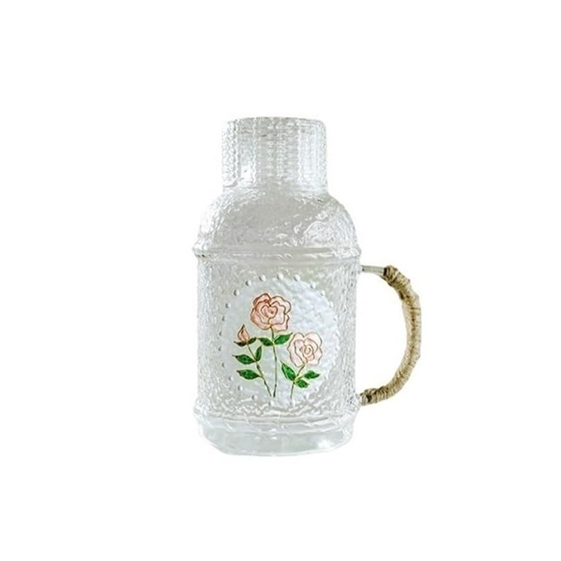 Hervidor frío Jarra de agua de vidrio de 2200 ml con tapa, tetera de vidrio resistente al calor con una taza for preparar té helado, jugo y bebidas frías y calientes Juego de jarra de agua para agua f