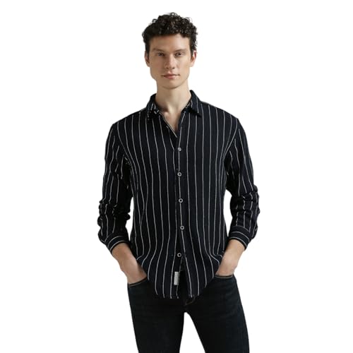 Image of Pepe Jeans Men's Casual Shirt | Striped Shirt for Men| Regular Fit | Vertical Stripes | Full Sleeve | Available in Plus Size