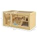 PawHut Wooden Hamster Cage, Extra Large Gerbil Cage, Multi-Layer Small Animal Cage for Dwarf Hamster, Activity Center with Pull-Out Tray, Seesaws, Water Bottle, Ladder, Openable Top