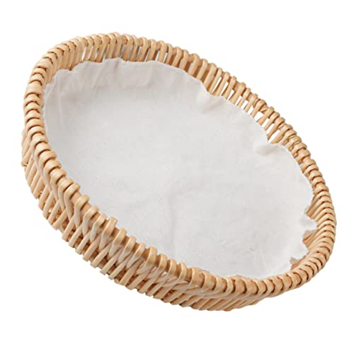 1Set Woven Fruit Basket for Serving Kitchen Bread Holder Natural Material Decorative Egg and Snack Storage Includes Cloth Cushion for Household Use