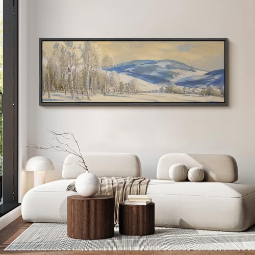 Image of MUDECOR Large Framed Canvas Print Wall Art Snow Birch Mt for Living Room