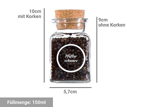 Foto von GIESSLE 30x Gewürzgläser mit Korkverschluss & 94x Etiketten im Set