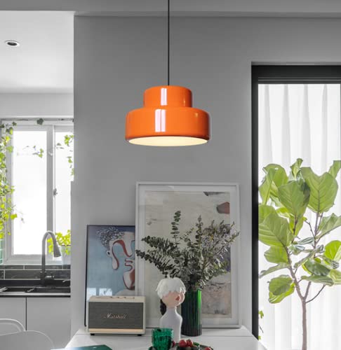 Lustre suspension orange E27 réglable en hauteur pour table à manger et bar