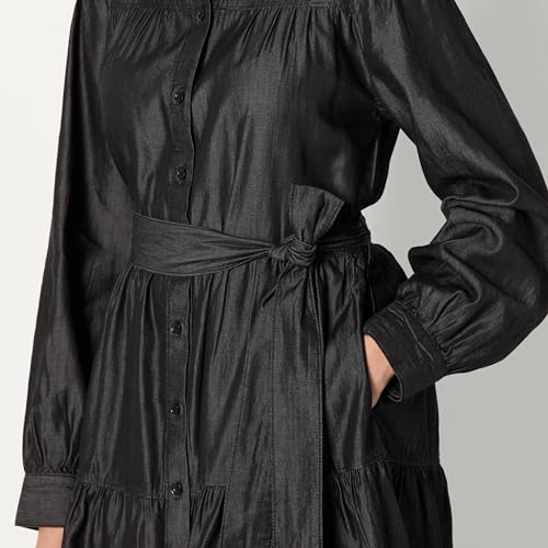 Image of Amazon Essentials Women's Regular-Fit Denim Chambray Long-Sleeve Dress