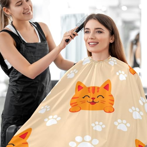 Capa para Corte de Pelo Qilmy con Gatos Naranja, Impermeable miniatura 6