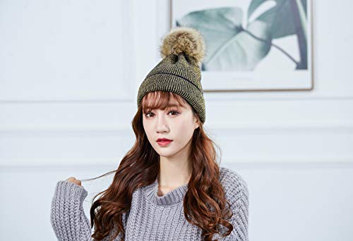Bonnet tricoté pour femme avec pompon | Chapeau d'hiver chaud