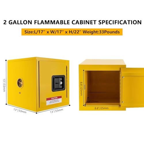 Image of Flammable Cabinet 13 inch x 13 inch x 13 inch,Galvanized Steel Flammable Safety Cabinet,1 Door Mini Safety Storage Cabinet Flammable Liquids Storage Cabinet for Commercial Industrial and Home Use