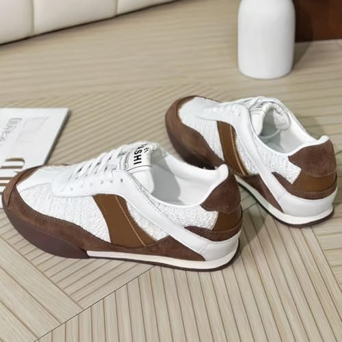 Retro Patchwork Design Lace-up Sneakers for Women Round Toe Genuine Suede Leather German Army Trainer Shoes Lightweight Daily Casual - Image 5