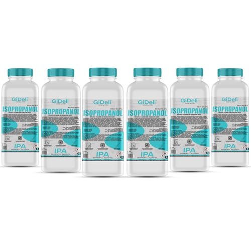 GiDeli Isopropanol 99,9% 6 litros limpiador de alcohol isopropílico alto porcentaje IPA alcohol limpiador para la limpieza de componentes electrónicos, lentes y pantallas - Limpieza de resinas en