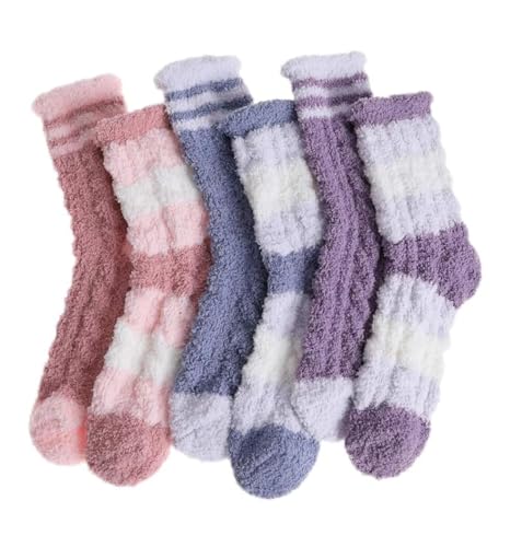 Image of Fuzzy Socks for Women & Girls, 6 Pairs Winter Warm Soft Cozy Socks for Indoor